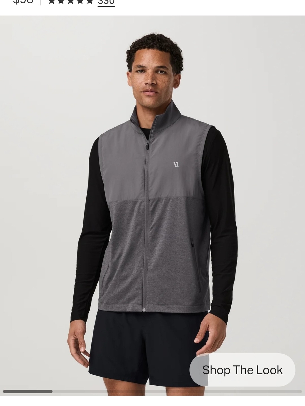 Vuori Sunday Element Two-Tone Grey Full-Zip Performance Vest